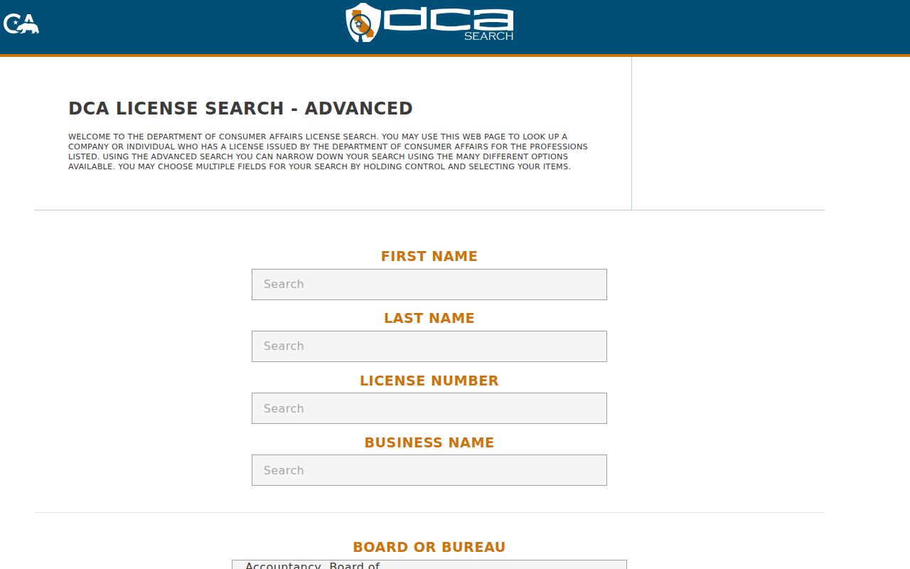 Temple City people search California professional license fields