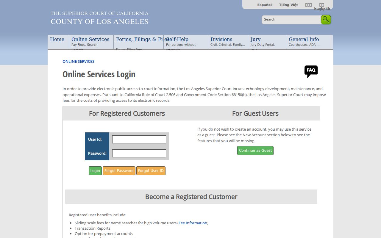 Temple City public records search through Los Angeles Superior Court online services