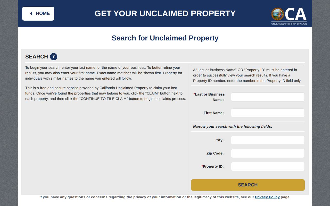 Temple City public records search in California unclaimed property