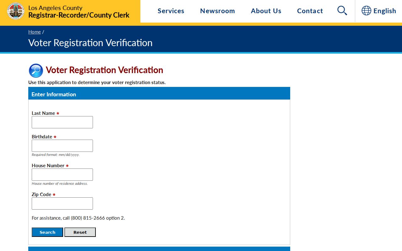 Temple City voter registration verification screen from Los Angeles County